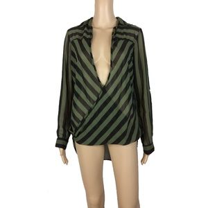 NWOT striped crossover chiffon top